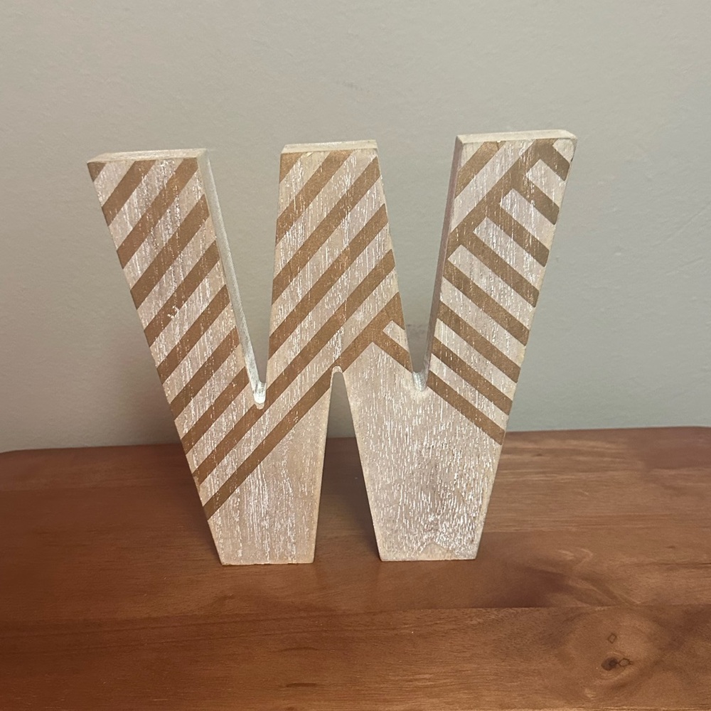 Striped Wooden Letter W Decor